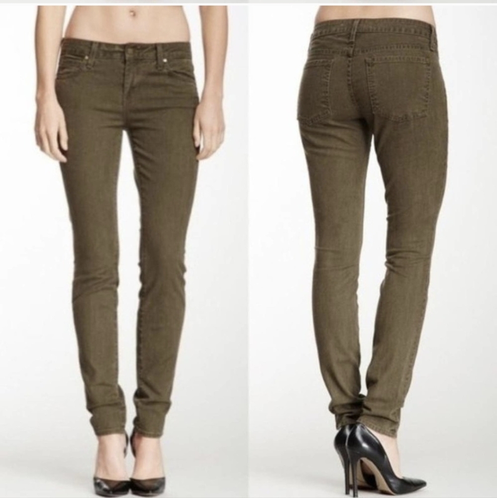 Vince crop skinny ankle jeans in olive green